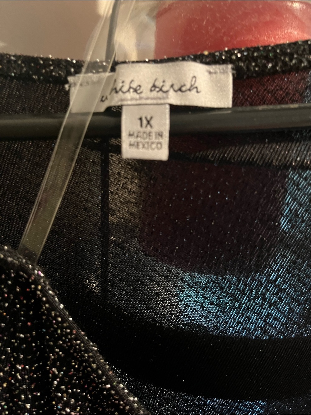 White Birch Women’s Black Sparkle Draped Midi Dress one sleeve - Picture 4 of 12